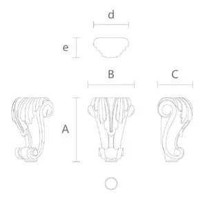 Furniture legs wooden acanthus leaf Flemish scroll